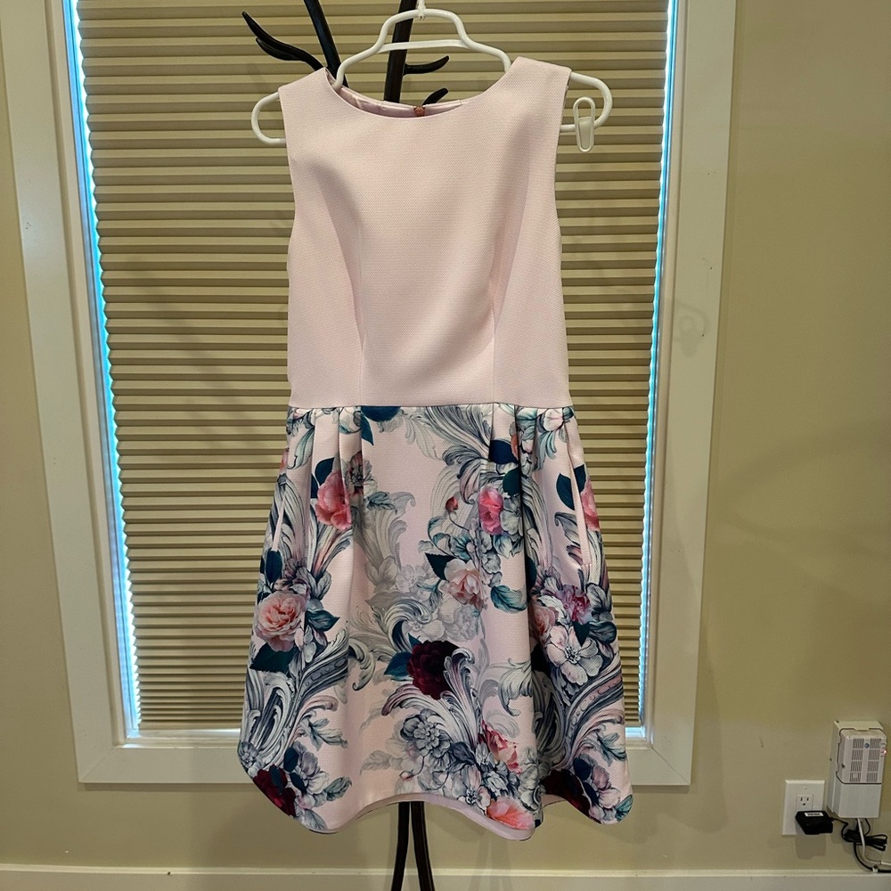 Ted Baker pink floral dress with pockets